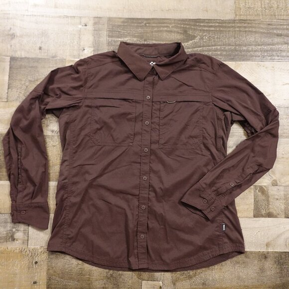 REI Co-op Sahara Long-Sleeve Button-Up Shirt Women’s Large Brown - Picture 1 of 12
